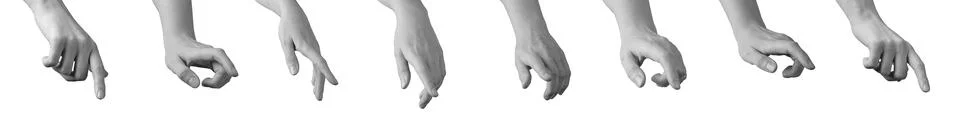 Hand performs finger click and touch gesture with index contacting thumb ag.. 스톡 사진