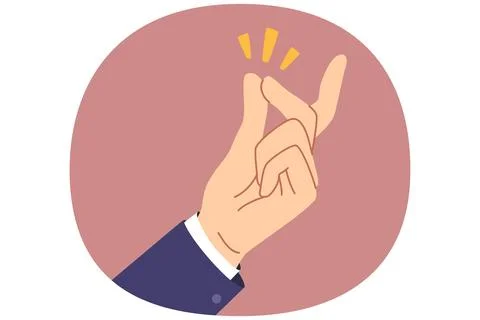 Hand of person making gesture of snapping fingers to demonstrate simplicity of Illustrazione stock