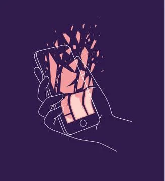 Hand phone deleting data blue Illustrazione stock