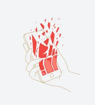 Hand phone deleting data Stock Illustration