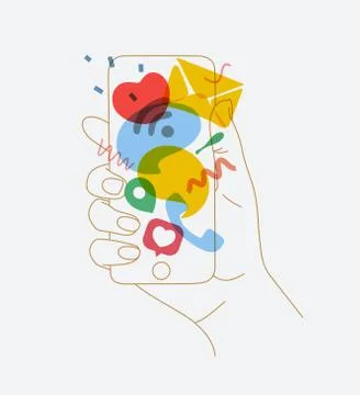 Hand phone multitasking Stockillustratie