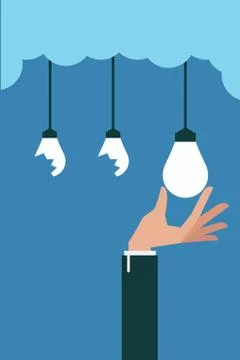 Hand pick idea bulb Ilustração Stock