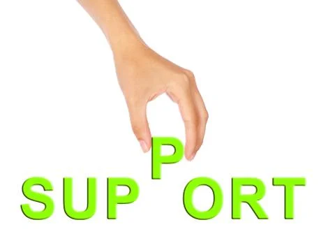 Hand pick up 'P' alphabet from support wording Stock Illustration