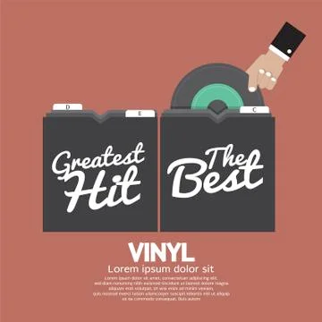Hand Pick Up Vinyl From The Box Vector Illustration Stock Illustration