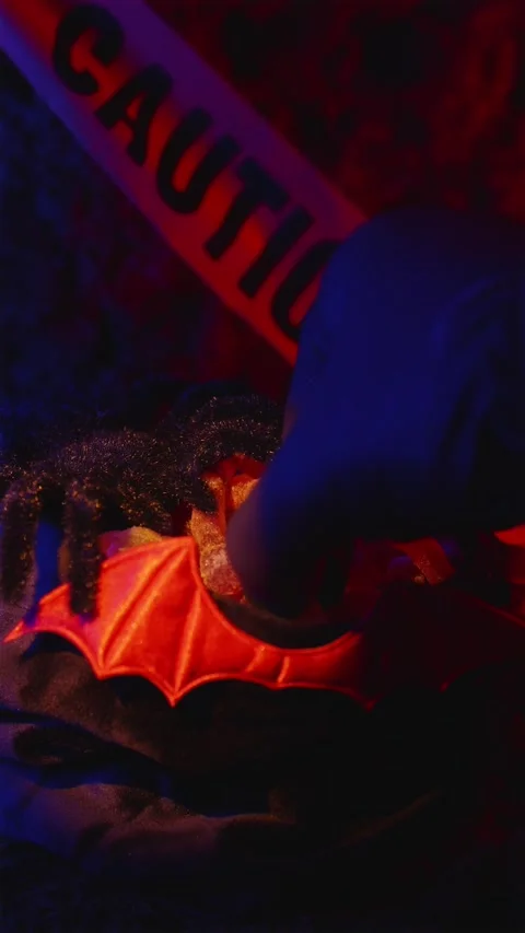 Hand picking candy from spider infested Halloween pouch Видео 342423175