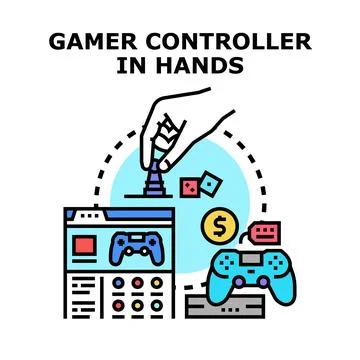Hand picking digital game item with controller Stock-Illustration