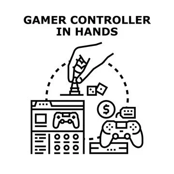 Hand picking digital game item with controller Stock-Illustration