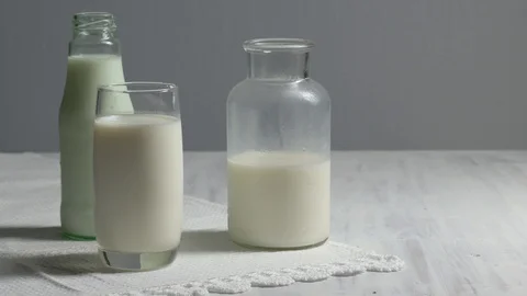 Hand picking up a glass of milk Stock Footage 112030908
