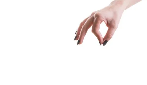 Hand of picking up something, isolated on white Stock Photos