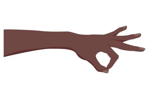 Hand picking something. Okay gesture. Afro American dark skin color Stock Illustration