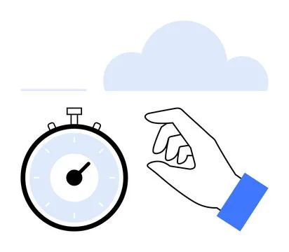 Hand Picking Stopwatch Under Cloud Time Management and Efficiency Concept Stock Illustration