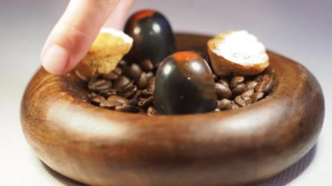 Hand Picking Up A Tiny Madeleine Cake, Netherlands. Stock Footage 274440786