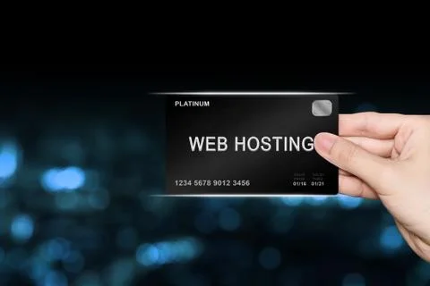 Hand picking web hosting platinum card Stock Photos