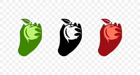 Hand picks an apple from a tree, fruit and garden, graphic design Stock Illustration