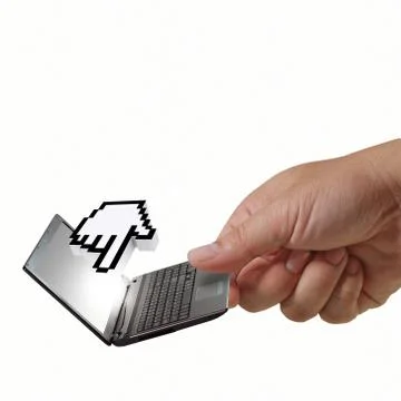 Hand picks laptop Stock Illustration