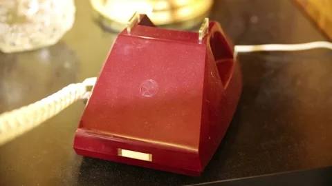 Hand Picks Up The old soviet Phone without buttons and disk Stock Footage 168574713