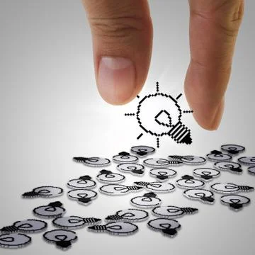 Hand picks pixel light bulb Stock Illustration
