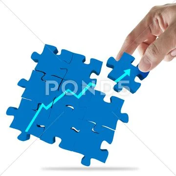 Hand picks success puzzle as concept Stock Illustration