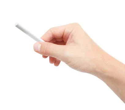 Hand with piece of chalk Stock Photos