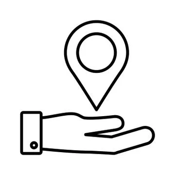 Hand with pin pointer location line style Stock Illustration