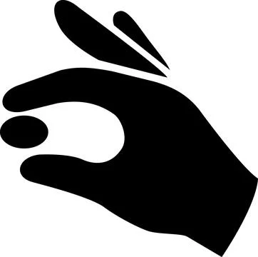 Hand Pinching Small Object Black Icon Stock Illustration