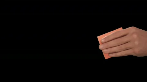 Hand Places Note Stock Footage 754646