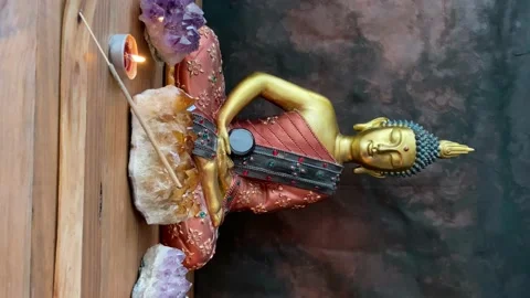Hand placing candles on a Buddhist altar. Stock Footage 221265049