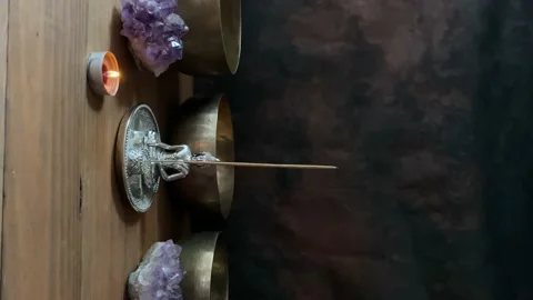 Hand placing candles on a Buddhist altar. Stock Footage 225878598