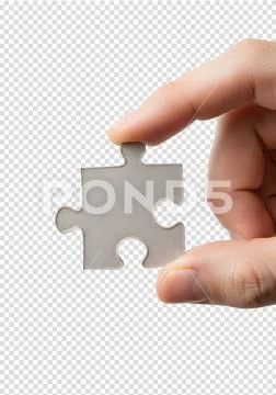 Hand placing the final puzzle piece, symbol of problem-solving and teamwork PSD Template