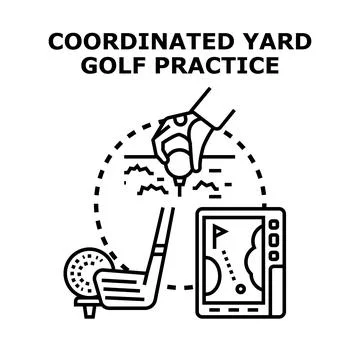 Hand placing golf ball for coordinated practice Stock Illustration