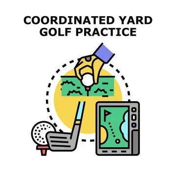 Hand placing golf ball for coordinated practice Stock Illustration