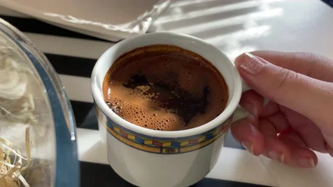 Hand Placing Hot Coffee Cup Stock Footage 165294300