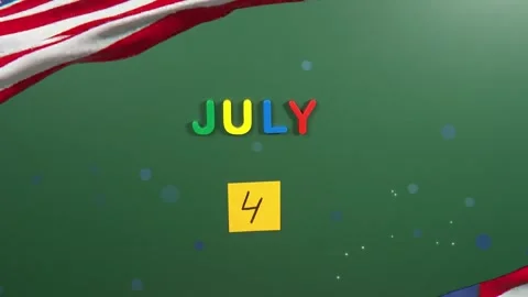 Hand placing july 4th date on green chalkboard with fireworks Video stock 337444050