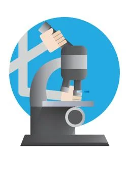 Hand Placing Microscope Slide Under The Lense Stock Illustration