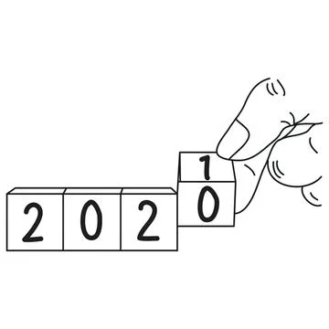 Hand placing number block to show 2021 and 2022 transition Stock Illustration