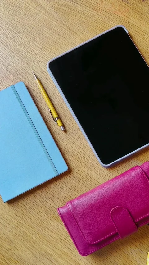 Hand Placing a Tablet and Wallet on a Table – Casual Modern Lifestyle Scene Video stock 309850813