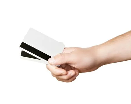 Hand with plastic cards Stock Photos