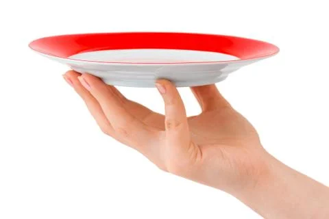 Hand with plate Stock Photos