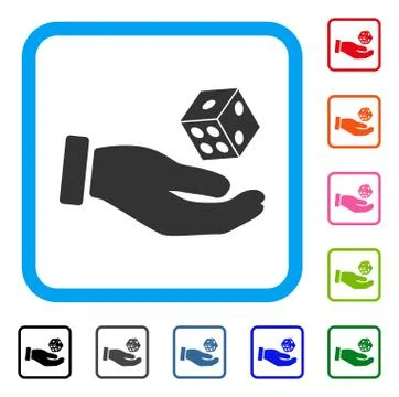 Hand Play Dice Framed Icon 스톡 일러스트