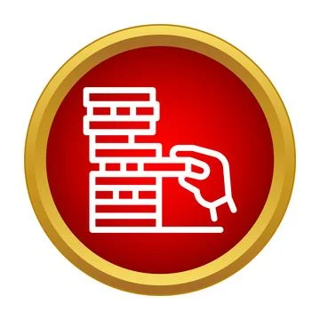 Hand playing block tower stacking balancing game 库存插图