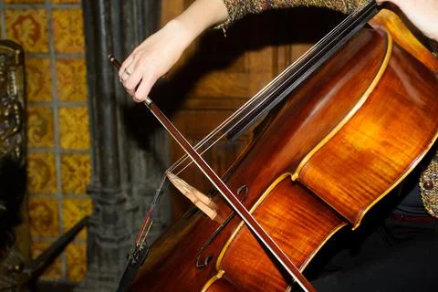 Hand playing cello Stock Photos