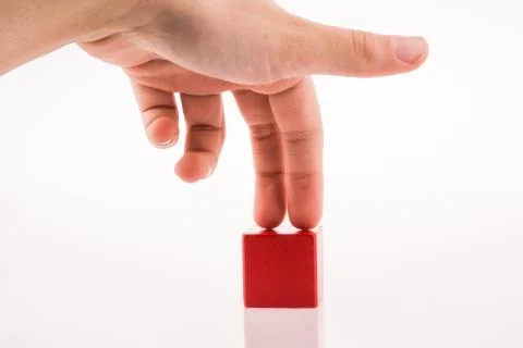 Hand playing with cube 스톡 사진