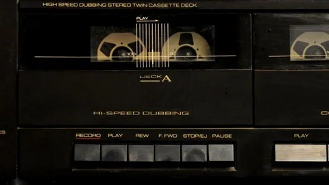 Hand playing an old cassette player Stock Footage 79628642