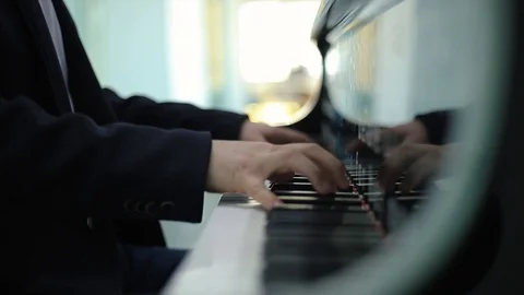 Hand Playing Piano Close Up Video stock 101850764