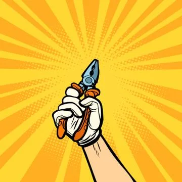 Hand with pliers, work tool Stock-Illustration