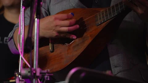 Hand Plucking Strings on Traditional Folk Instrument Stock Footage 327630849