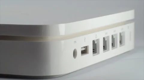 Hand Plugging USB Cable In A Router Isolated On White, Wired Close Up Stock Footage 41847084