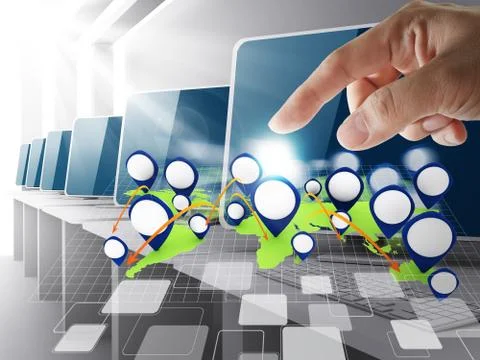 Hand point to blank network icon Stock Illustration