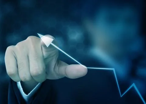 Hand point graph Foto stock