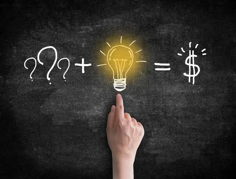 Hand point to light bulb. Creativity concept for good ideas Stock Photos